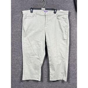 NYDJ Cropped Jeans Womens Size 20W Olive Green Denim High Rise USA Made